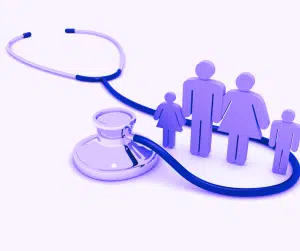 Illustration of stethoscope and family