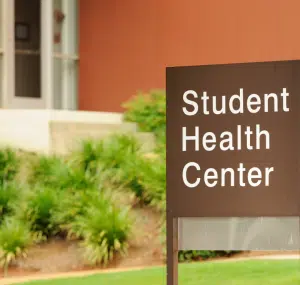 Sign that reads Student Health Center