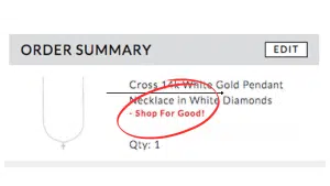 Screensjpt of Shop for Good code confirmation